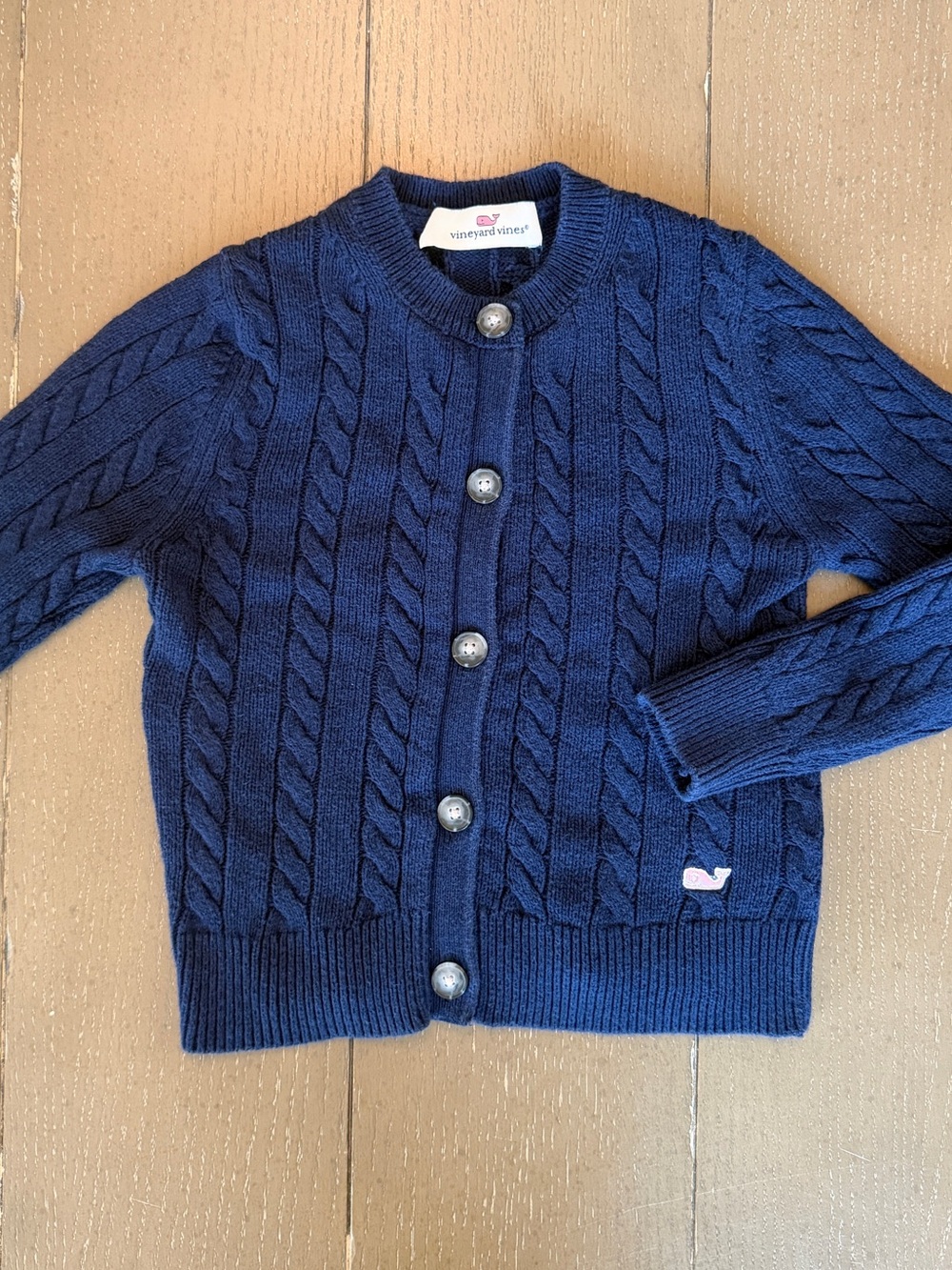 Vineyard Vines Kids Navy Long-Sleeve Cashmere Cardigan Sweater Girls Size 4-5T